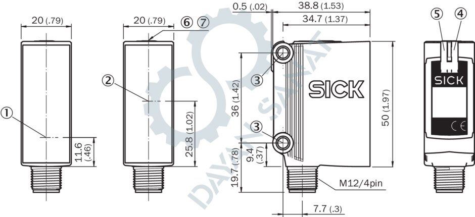 طراحی ابعادی سنسور نوری GSE10-P4211 سیک